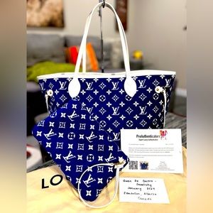 Neverfull MM in Jacquard Velvet Monogram Blue (Limited Edition) & match Pochette